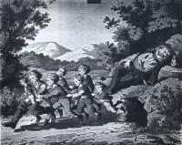 Doucha, Divadlo malých, příloha Paleček, barvotisk, Stuttgart, před 1876