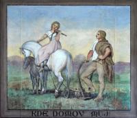 Bavorov, SDO Šumavan, detail opony Kde domov můj, autor Josef Jakší dle Josefa Mánesa, 1895