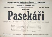 Sudoměřice u Bechyně, Újezdní osvětová beseda, Pasekáři - plakát, 1955
