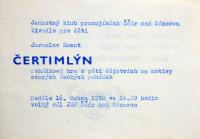 Žďár nad Sázavou, JKP, Čertimlýn - program, 1978