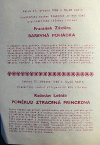 Jihlava, Plamínek, Barevná pohádka - Klicpera, Poněkud ztracená princezna - program, 1986