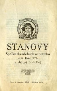 Jičín, Tyl, Stanovy Spolku divadelních ochotníků J. K. Tyla v Jičíně, 1912