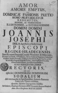 Hradec Králové, Jezuitské divadlo, Amor amore emptus, tit.strana, 1739