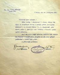 Štein-Táborský, Praha, Stankovský, poděkování Táborskému za článek o Stankovském, 1926