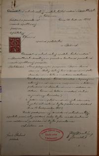 Bačalky, České srdce, žádost o nošení spolkového praporu, 1928