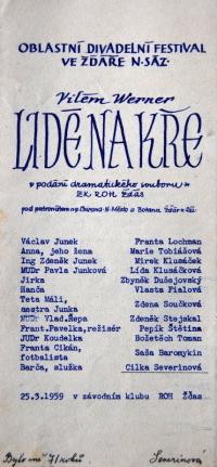 Žďár nad Sázavou, ZK ROH Žďas, Lidé na kře - program, 1959