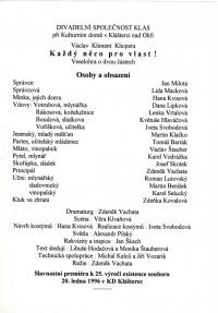 Klášterec nad Ohří, Klas, Každý něco pro vlast - program, 1996