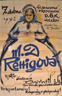 Holešov, Divadlo 6. května, M. D. Rettigová – plakát, 1972