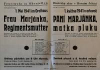 Horní Jelení, Hasiči, Paní Marjánka, matka pluku - plakát, 1941