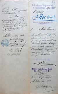 Červená Řečice, protokol o účasti hasičů na divadelním představení, 1906