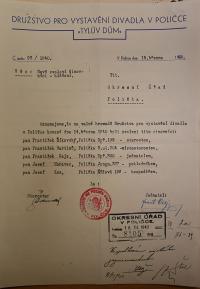 Polička, Družstvo pro vystavění divadla, volba funkcionářů, 1940