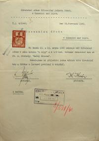 Kamenice nad Lipou, Sokol, žádost o povolení hry, 1940