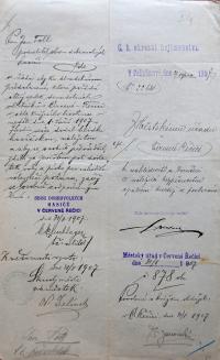 Červená Řečice, protokol o účasti hasičů na divadelním představení, 1907