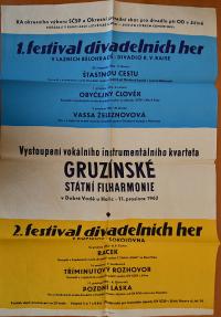 Lázně Bělohrad, 1. a 2. Festival divadelních her - plakát, 1962