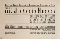 Hronov, Jiráskův Hronov 1933 - program