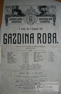 Litomyšl, JDO, Gazdina roba - plakát, 1913