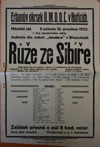 Březovice, Jandera, Růže ze Sibiře - plakát, 1922