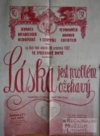 Litomyšl, JDO, Láska je problém ožehavý - plakát, 1932