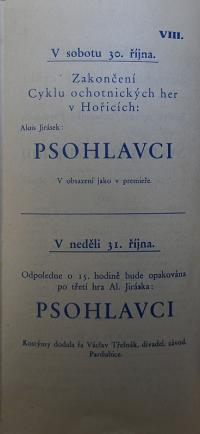 Nový Bydžov, Jirásek, Programy, pozvánky