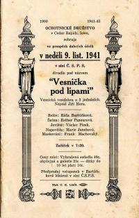 Cedar Rapids, Ochotnické družstvo, Vesnička pod lipami - program, 1941