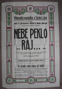 Česká Lípa, Vojenská posádka, Nebe peklo ráj (1917), Mahen, 1925 - plakát