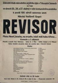 Trhové Sviny, Igla, činoherní div. soubor ZV ROH, Revisor – plakát, 1952