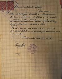 Prachovice, Hasiči, Závěť, 1926