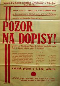 Pelhřimov, Tyl, kniha Jednacích protokolů, Pozor na dopisy - plakát,  1934