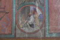 Bavorov, SDO Šumavan, opona Kde domov můj, Josef Jakší dle Josefa Mánesa, detail před restaurováním 2013