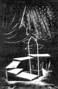 Praha, Čin, Faust (Goethe), návrh scény Déda Papež, 1941 