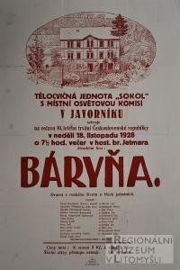 Javorník, Sokol, MOK, Báryňa- plakát, 1928