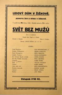 Praha-Žižkov, Jednota žen a dívek, Svět bez mužů - plakát, 1926