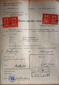 Třebíč, Okresní národní výbor, povolování představení, 1947