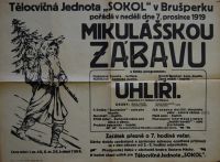 Brušperk, Sokol, Mikulášská zábava, Uhlíři - plakát, 1919