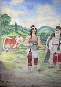 Ratiboř, sál hostince, detail opony, Přemysl Oráč, Rudolf Stibor, 1925