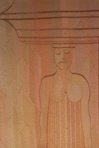 Liberec, Malé divadlo, opona, Zdena Šafková, 1985, detail