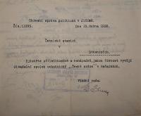 Bačalky, České srdce, žádost o činnosti spolku, 1928