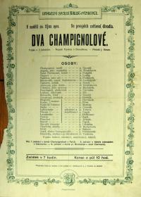 Nymburk, Hálek, Dva Champignolové – plakát, 1901