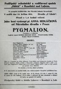 Roudnice nad Labem, Hálek, Pygmalion - plakát, 1914