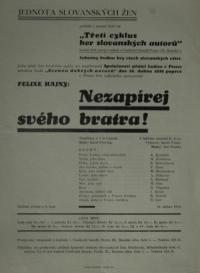 Praha-Malá Strana, Scéna dobrých autorů, Nezapírej svého bratra - plakát, 1934