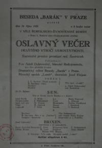 Praha-Malá Strana, Řemeslnicko dělnická beseda Barák, Sen - plakát, 1928