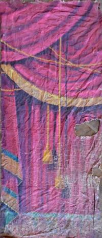 Oldřiš, Orlovna, opona příchod Čechů, nápis Kde domov můj, autor Jan Herynek, detail opony, 1929