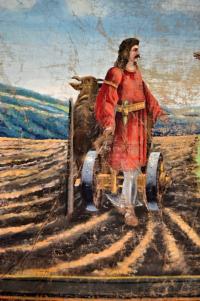 Robousy, Libuše, detail opony Libušino poselství, originální kompozice nezjištěného autora, 1922