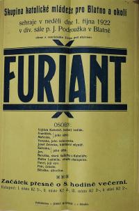 Blatno, Katolická mládež, Furiant - plakát, 1922