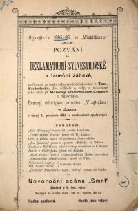 Žatec, Řemeslnicko dělnická jednota Vlastislav, Deklamatorní sylvestrovská zábava - plakát, 1895