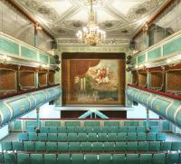 Třeboň, Právovárečné divadlo, opona, Apoteóza múz, František Skála, 1871, re. 1918