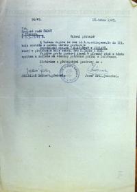 Třebíč, Horácký okrsek ÚMDOČ, korespondence, Přerov, Středomoravský okrsek ÚMDOČ, soutěž, 1947