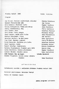 Pražský kalich 1983 - program