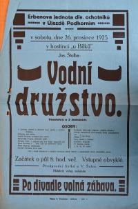 Podhorní Újezd, Erbenova jednota, Vodní družstvo - plakát, 1925