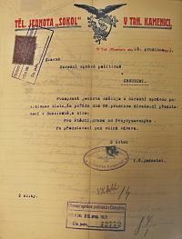 Trhová Kamenice, Sokol, Pro štěstí, 1921